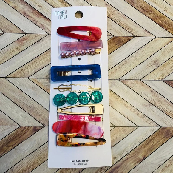 Time and Tru Women's Hair Clip Set, 10-Pack, Jewel  Cute Chic Bright Retro Style - Picture 1 of 4